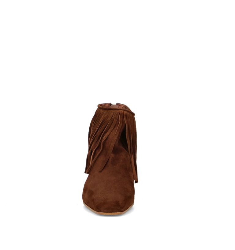 PHIL MELVIS Tronchetto donna marrone in suede con frange