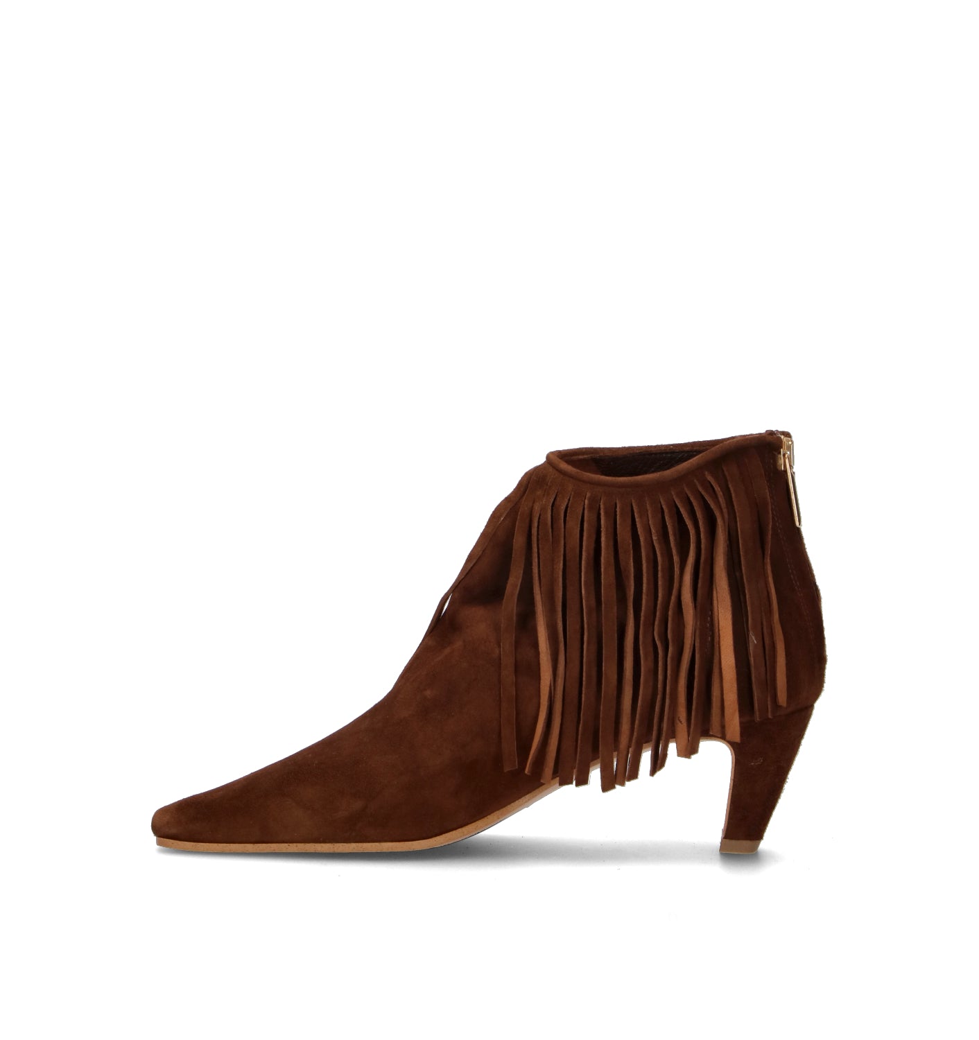 PHIL MELVIS Tronchetto donna marrone in suede con frange