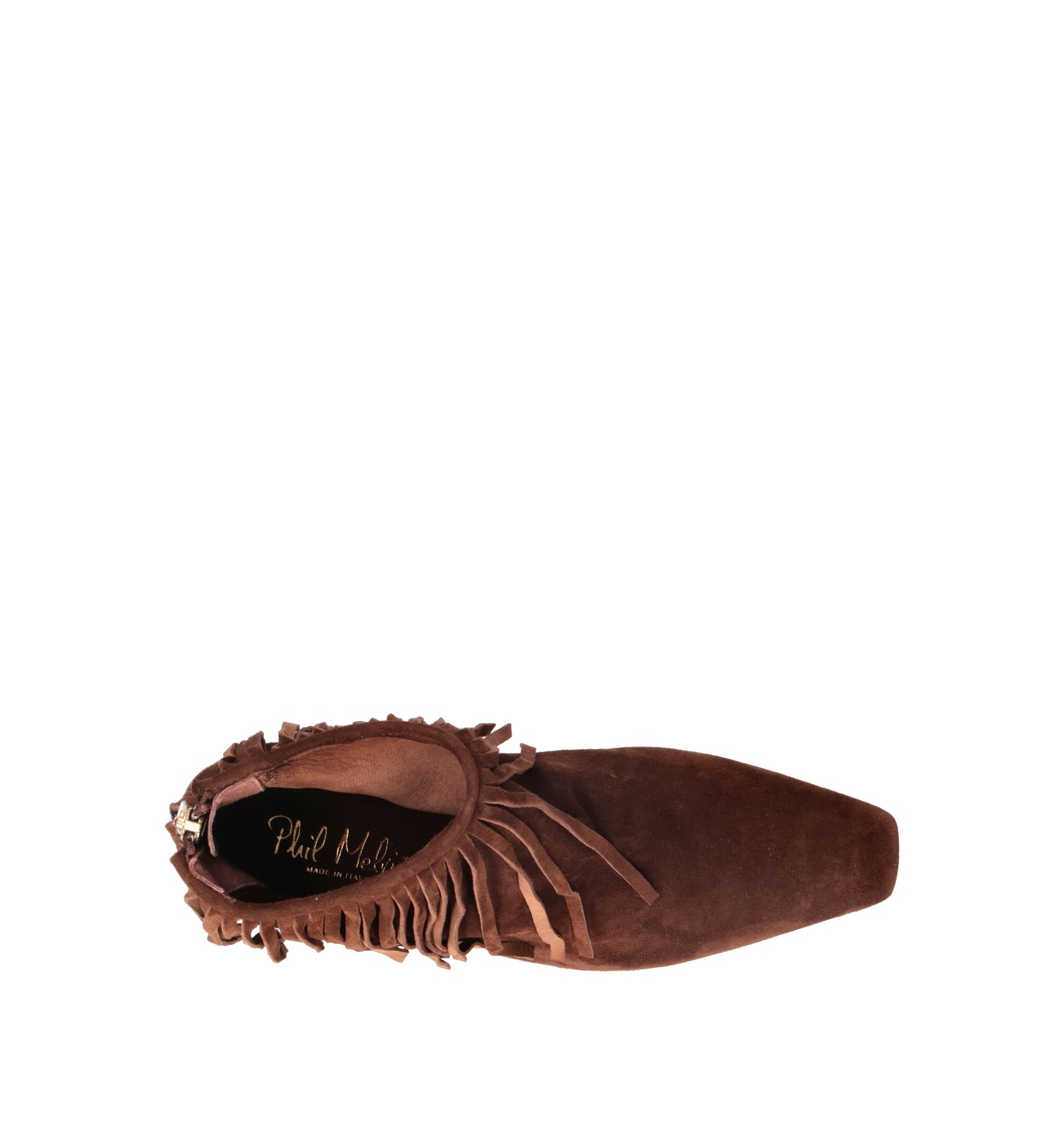 PHIL MELVIS Tronchetto donna marrone in suede con frange