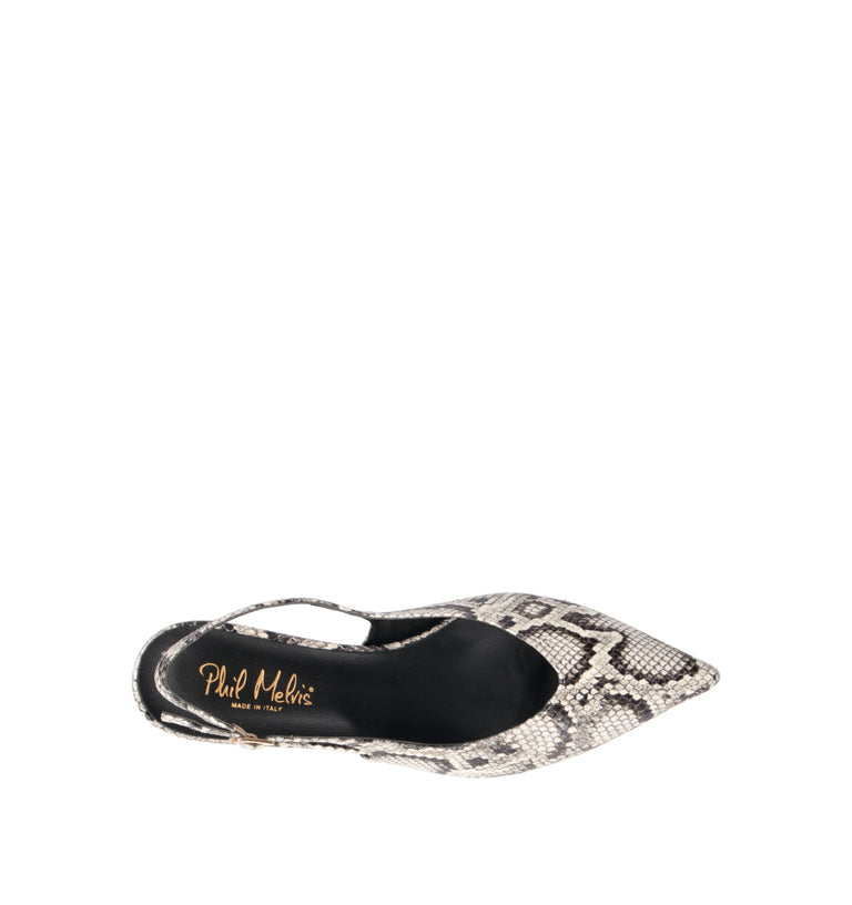 PHIL MELVIS Slingback donna bianca/nera in pelle