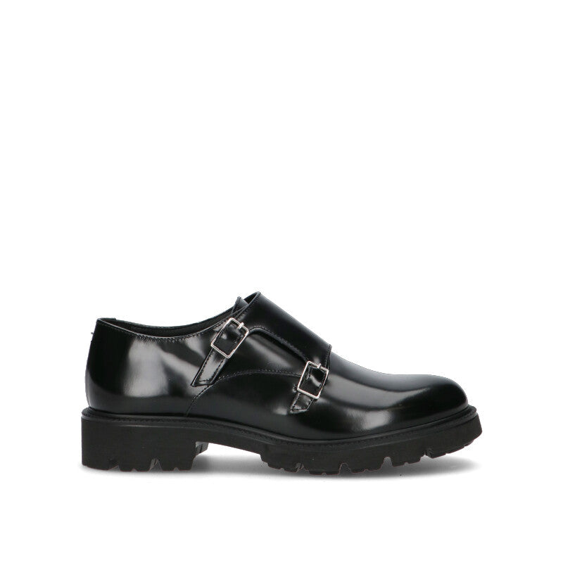 PHIL MELVIS Stringata donna nera in pelle