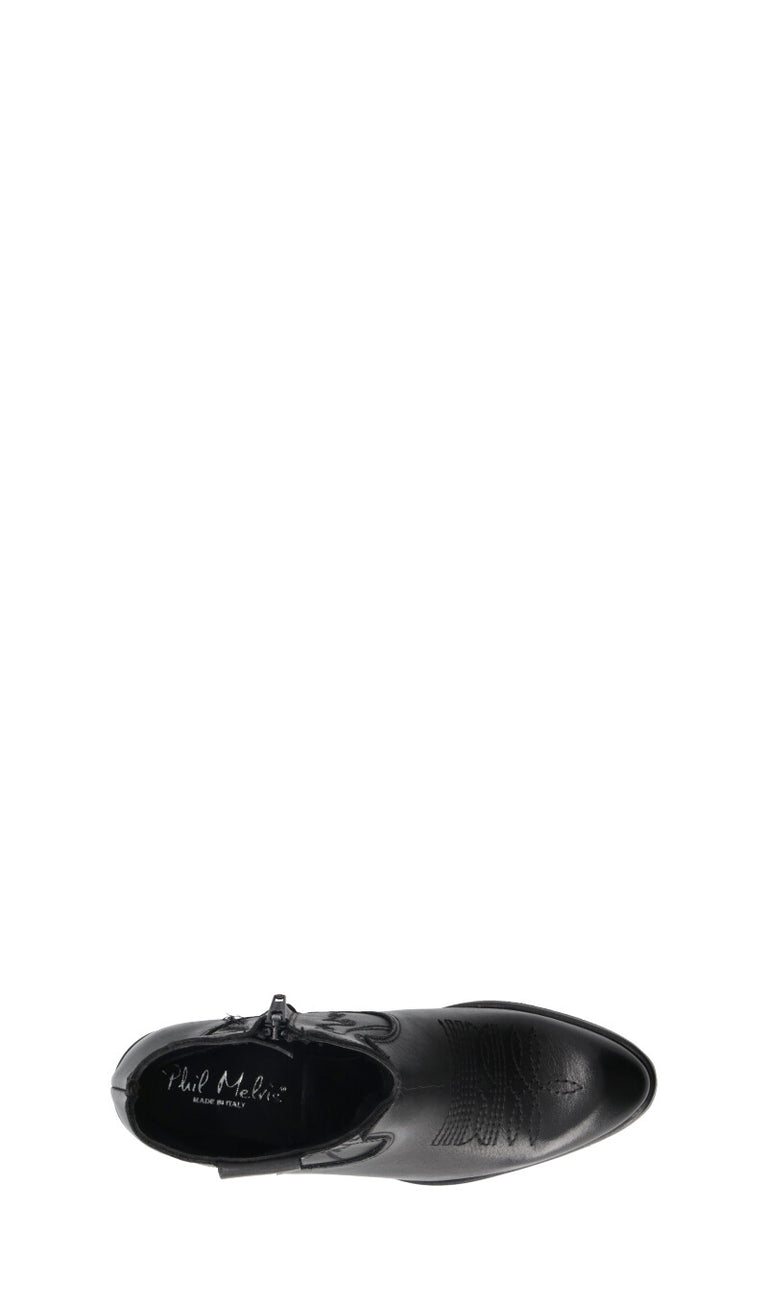 PHIL MELVIS Tronchetto donna nero in pelle