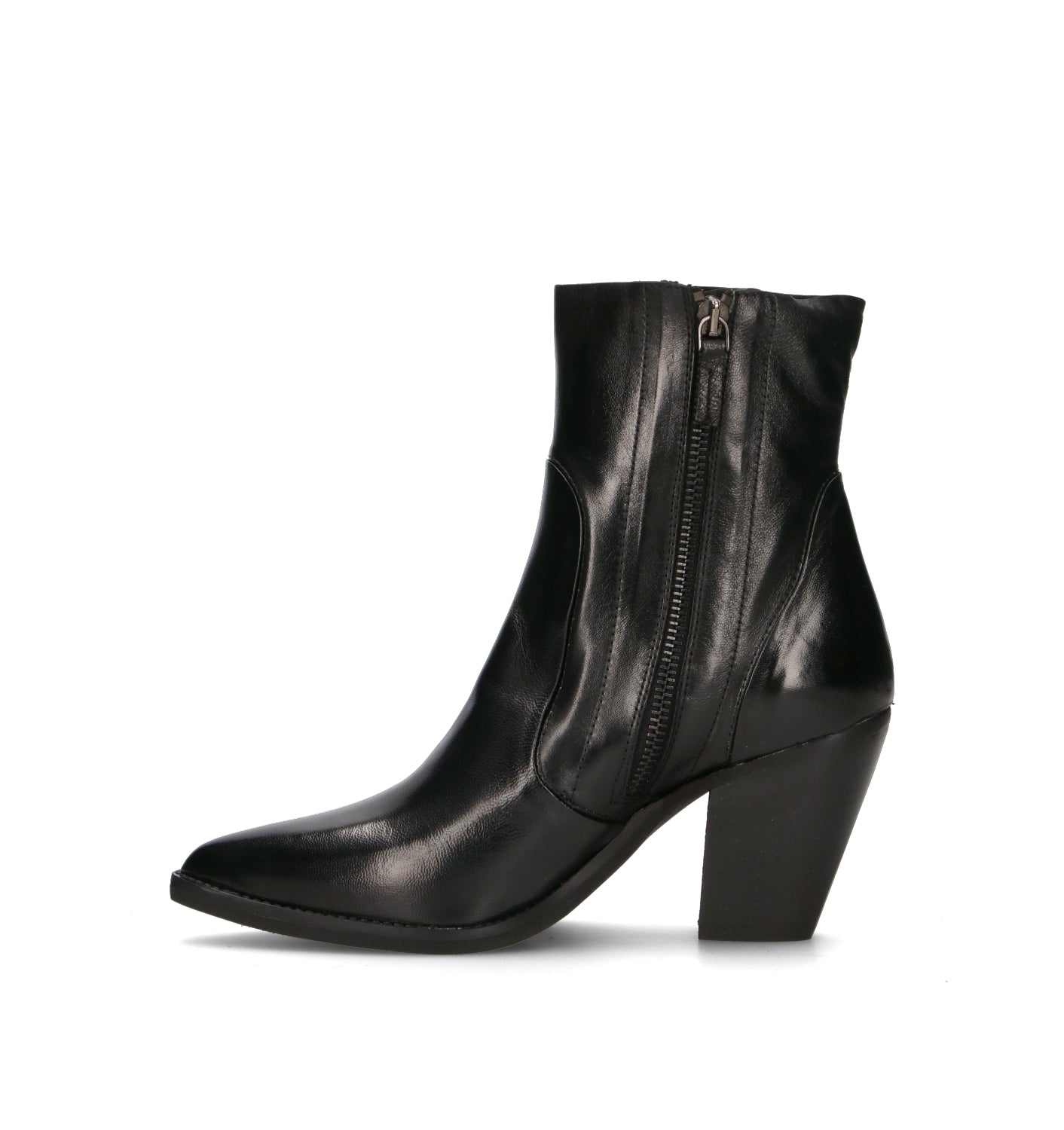 PHIL MELVIS Tronchetto donna nero in pelle