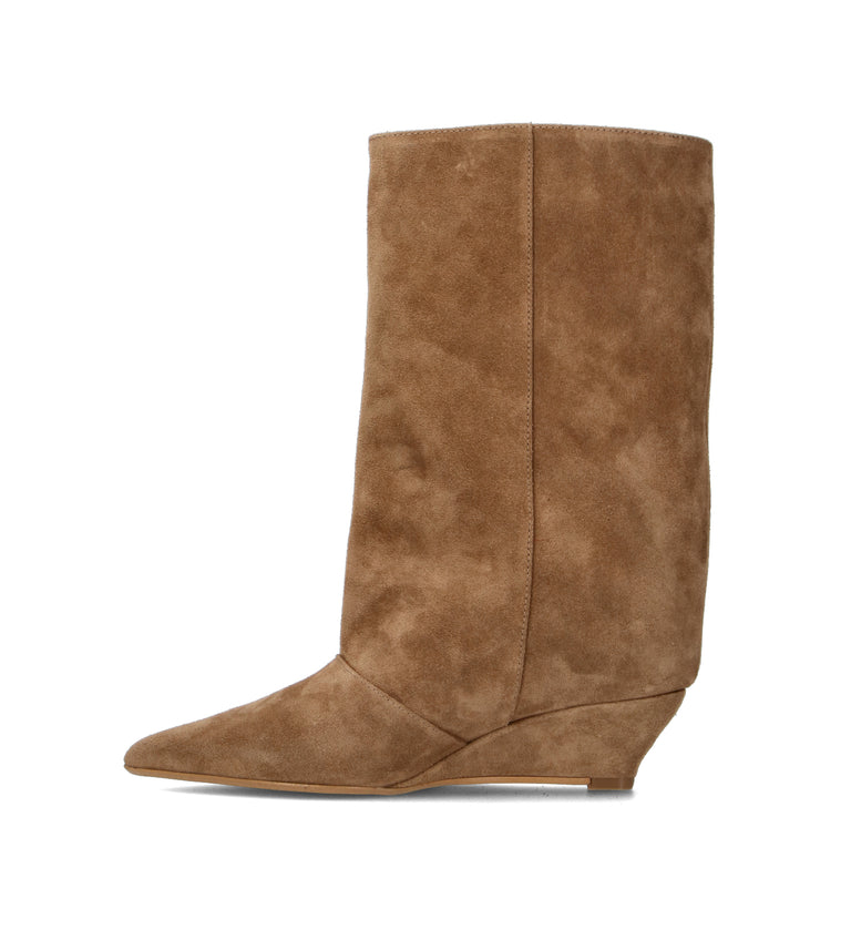 PHIL MELVIS Stivale donna sabbia in suede con frange