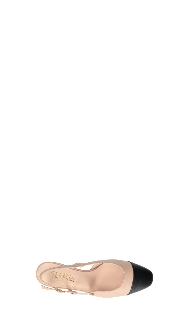 PHIL MELVIS Slingback donna beige/nera in pelle