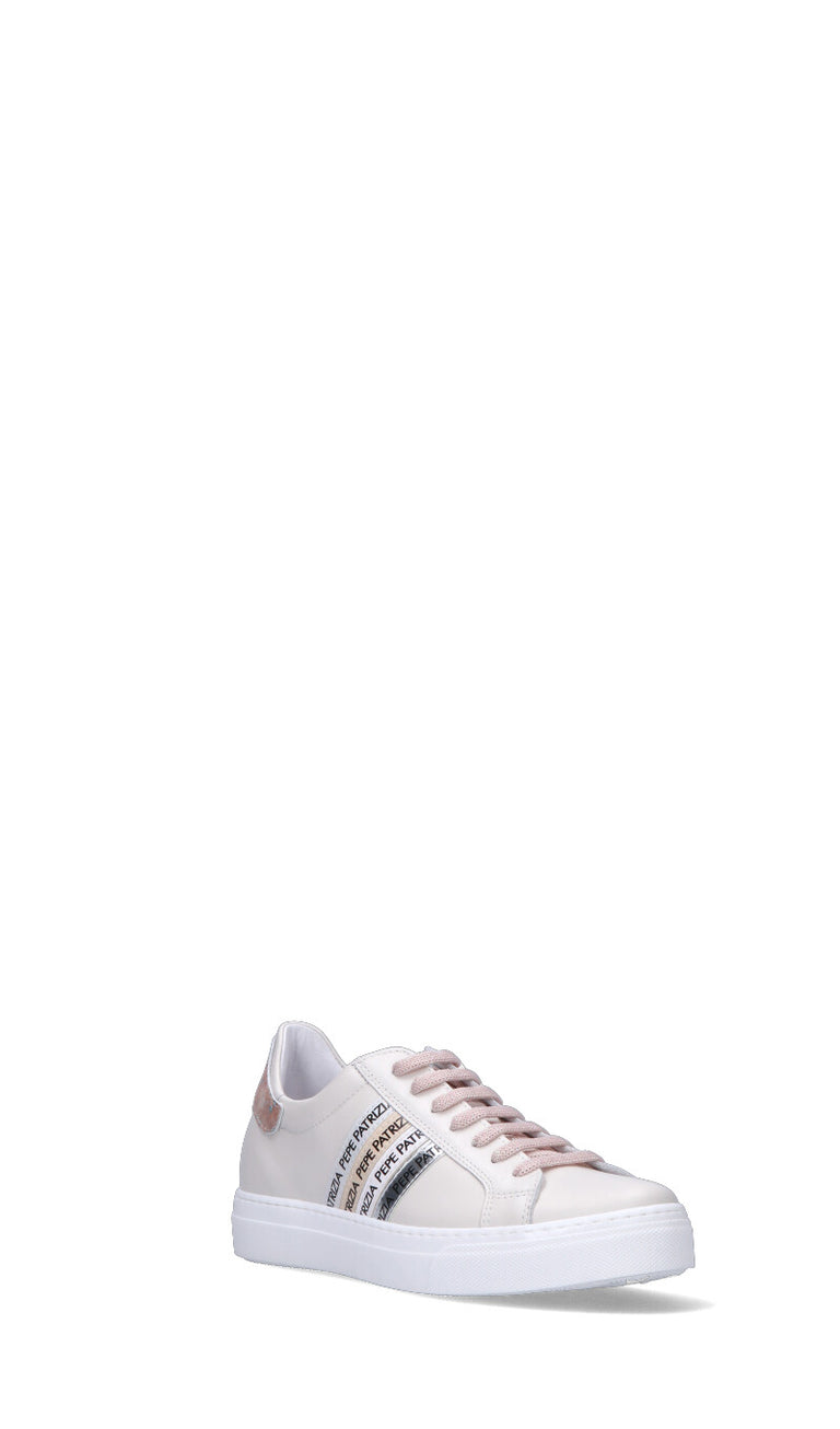 PATRIZIA PEPE JUNIOR Sneaker ragazza bianca/rosa in pelle