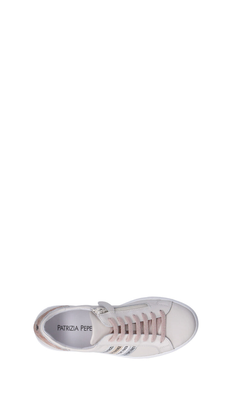 PATRIZIA PEPE JUNIOR Sneaker ragazza bianca/rosa in pelle
