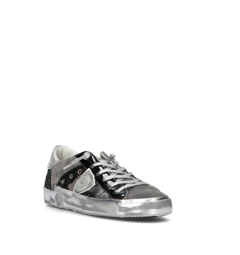 PHILIPPE MODEL Sneaker donna nera/argento in suede