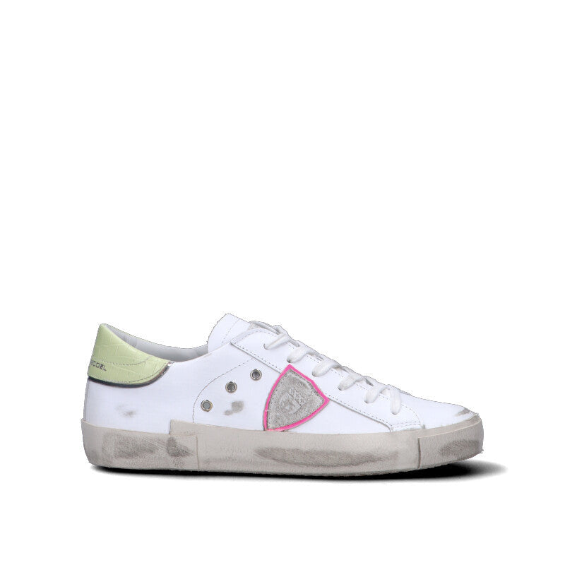 PHILIPPE MODEL Sneaker donna bianca/verde/rosa in pelle