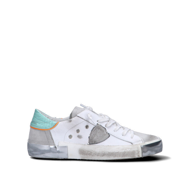 PHILIPPE MODEL Sneaker donna bianca/grigia/azzurra/arancione in pelle