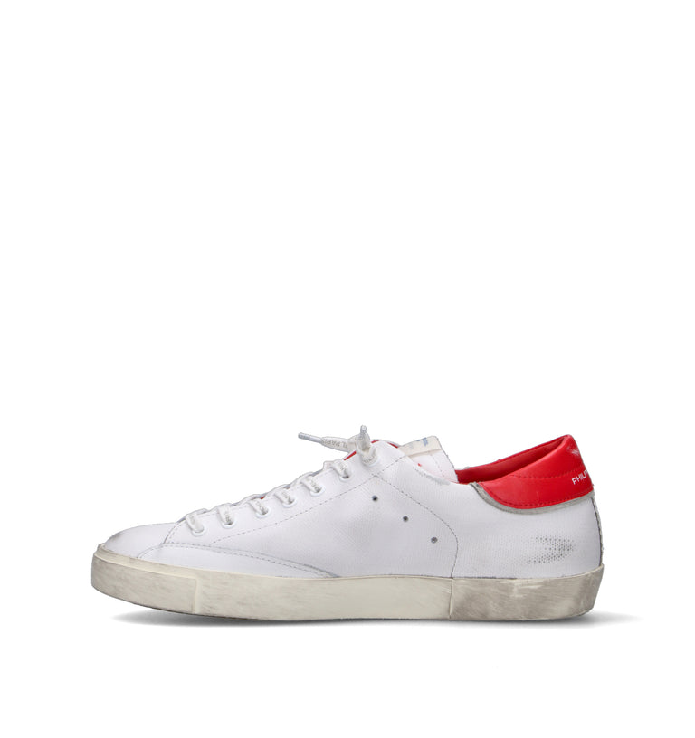 PHILIPPE MODEL Sneaker uomo bianca/rossa in pelle