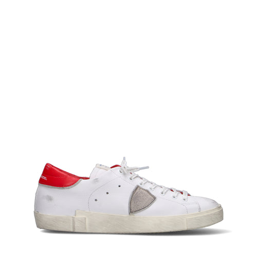 PHILIPPE MODEL Sneaker uomo bianca/rossa in pelle