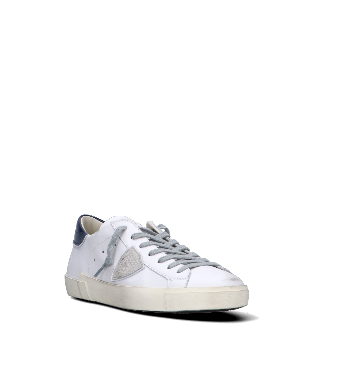 PHILIPPE MODEL Sneaker uomo bianca/blu in pelle.