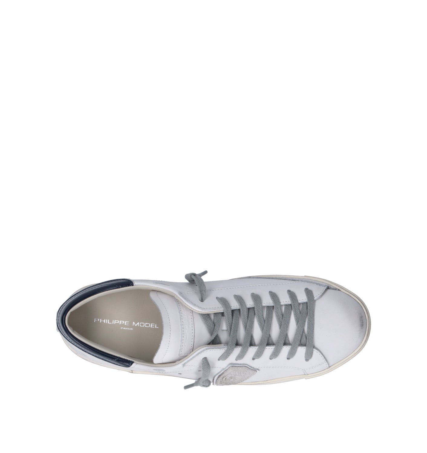 PHILIPPE MODEL Sneaker uomo bianca/blu in pelle.