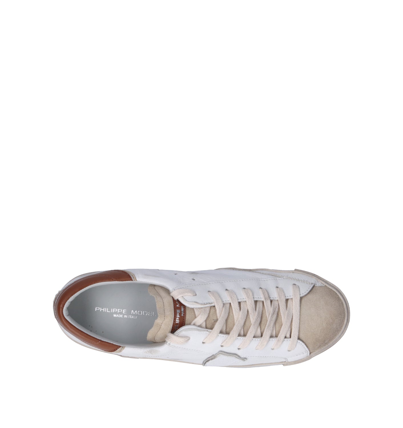 PHILIPPE MODEL Sneaker uomo bianca/marrone in pelle