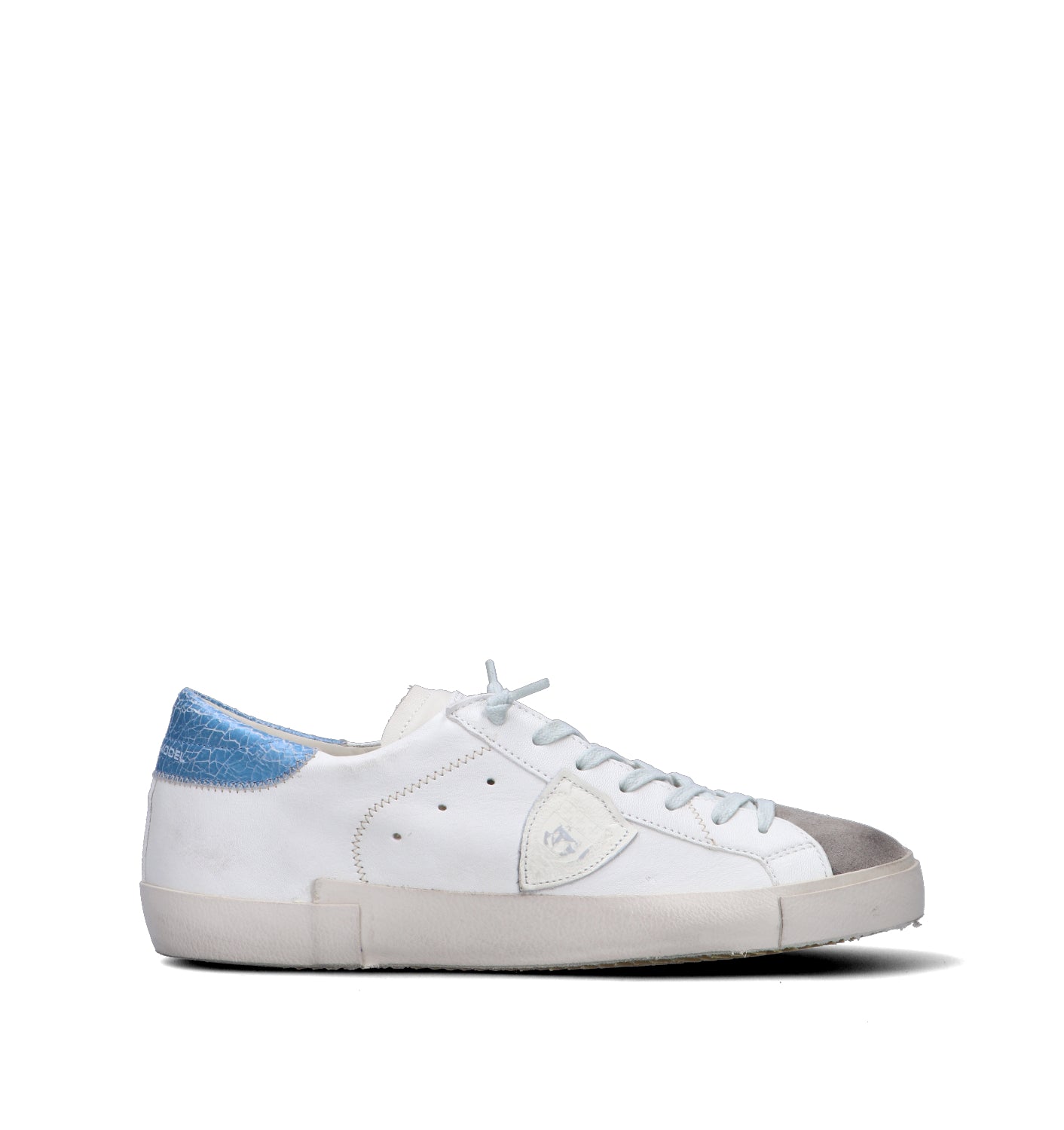 PHILIPPE MODEL Sneaker uomo bianca/azzurra in pelle