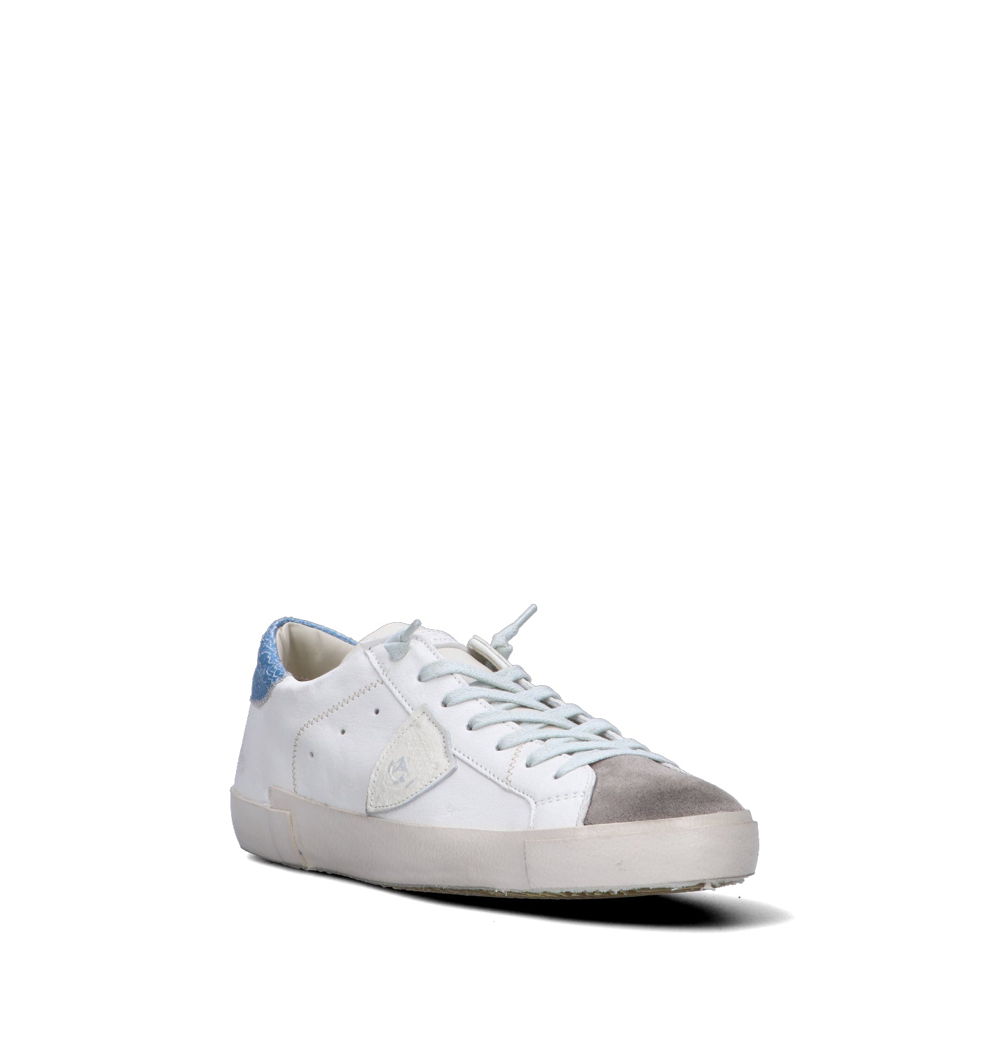 PHILIPPE MODEL Sneaker uomo bianca/azzurra in pelle
