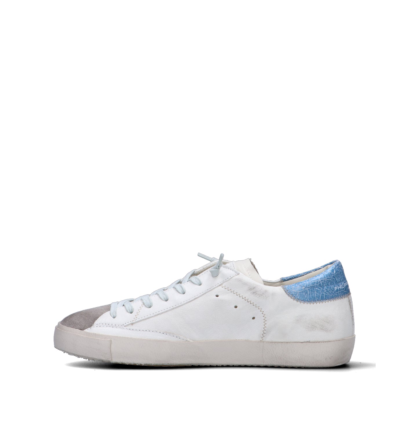 PHILIPPE MODEL Sneaker uomo bianca/azzurra in pelle