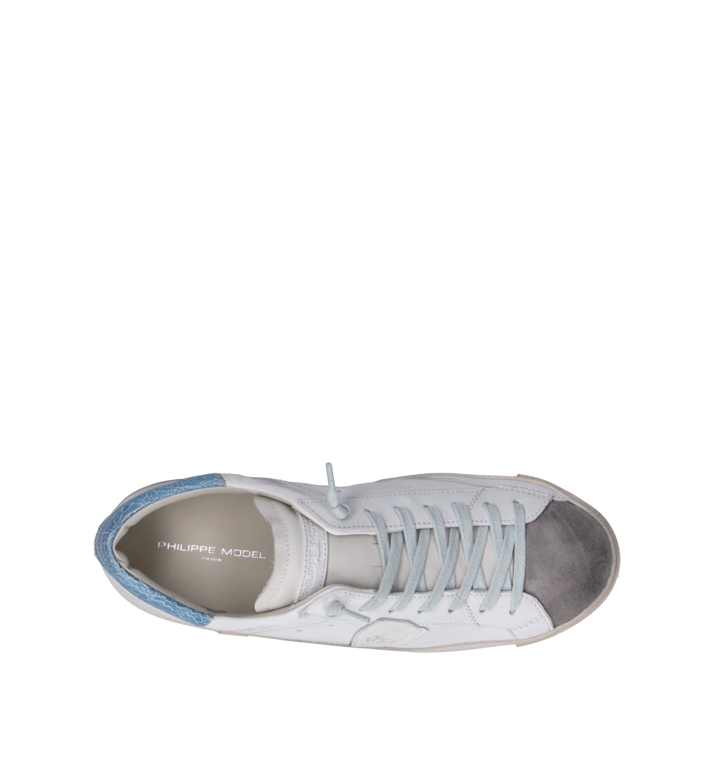 PHILIPPE MODEL Sneaker uomo bianca/azzurra in pelle