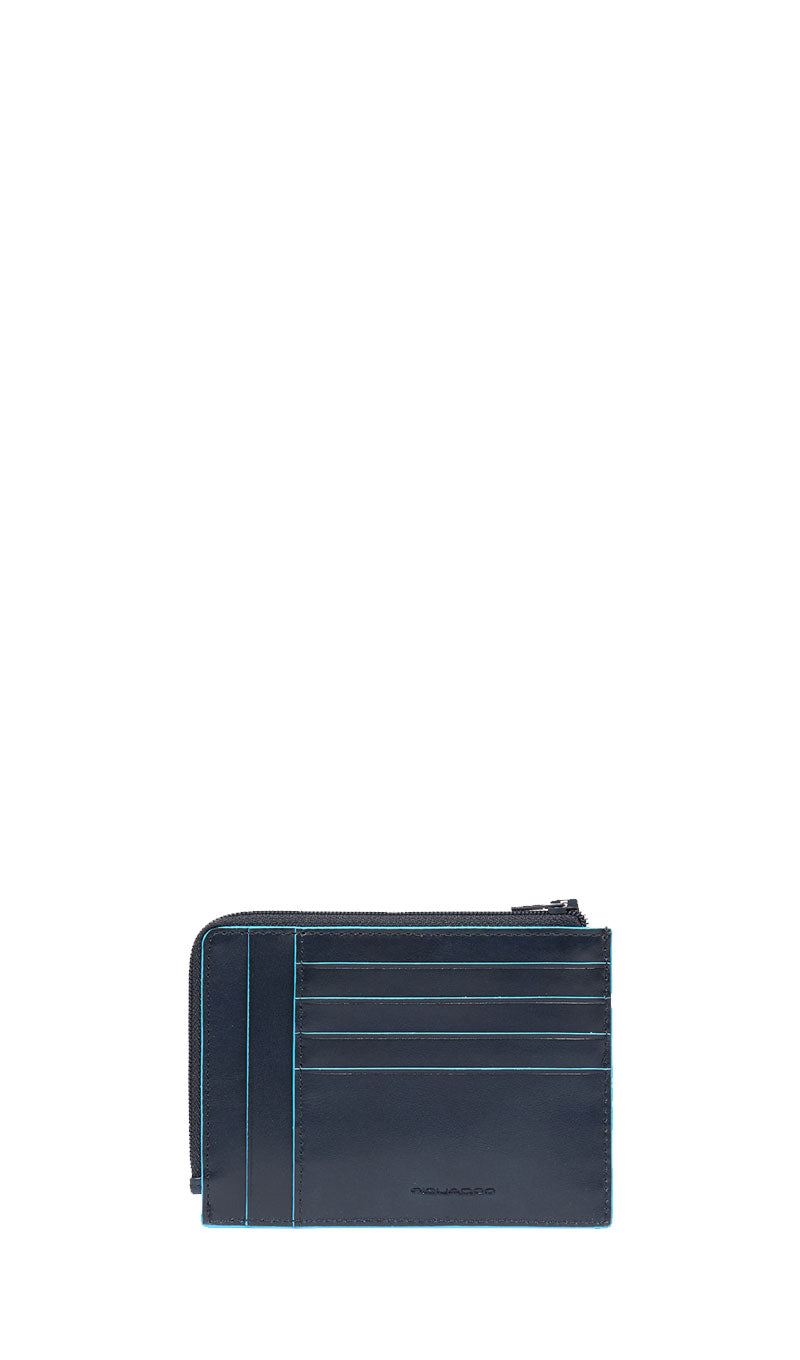 PIQUADRO Porta carta di credito blu