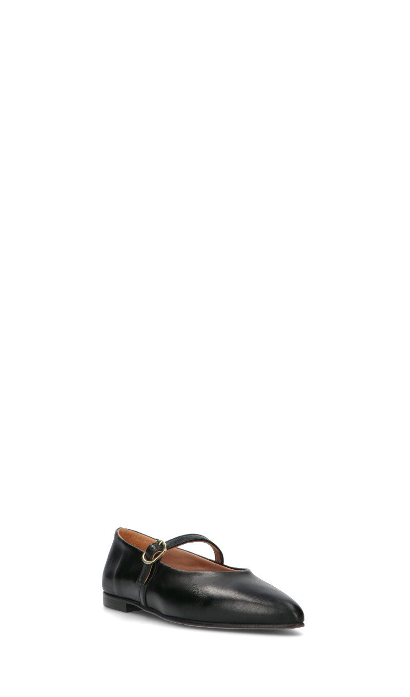 RABARBARO  Ballerina donna nera in pelle
