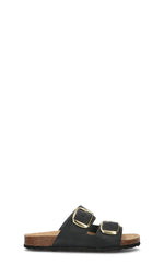RABARBARO Ciabatta donna nera in suede