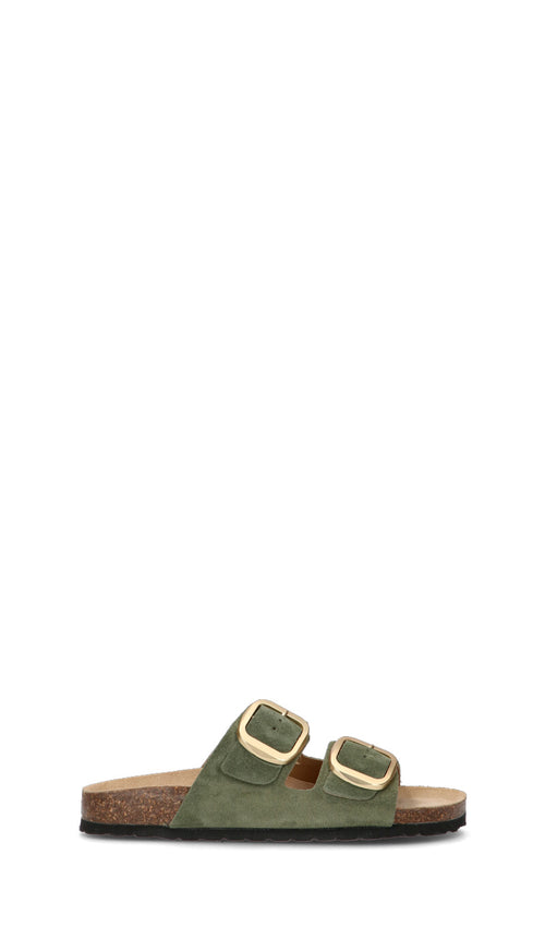 RABARBARO Ciabatta donna verde in suede