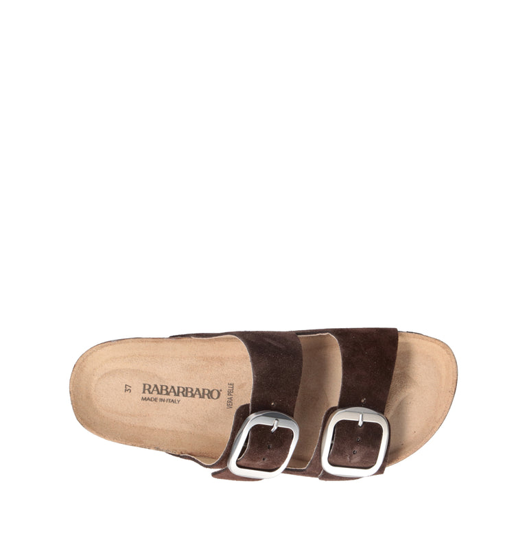 RABARBARO Ciabatta donna testa di moro in suede