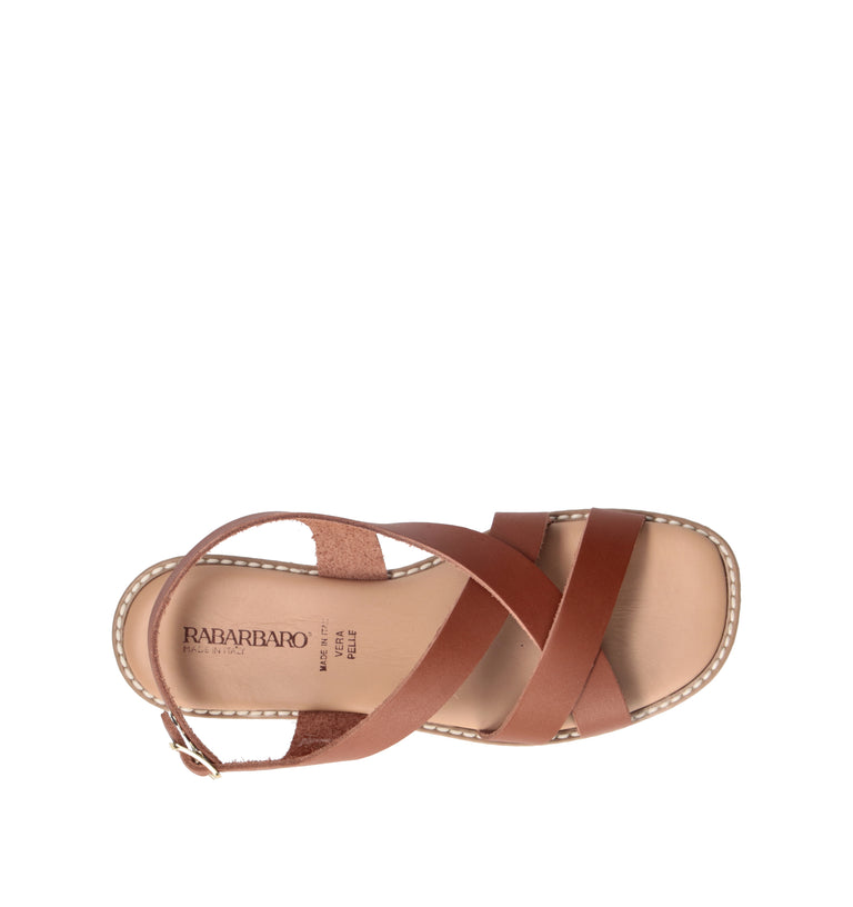 RABARBARO Sandalo donna cuoio in pelle