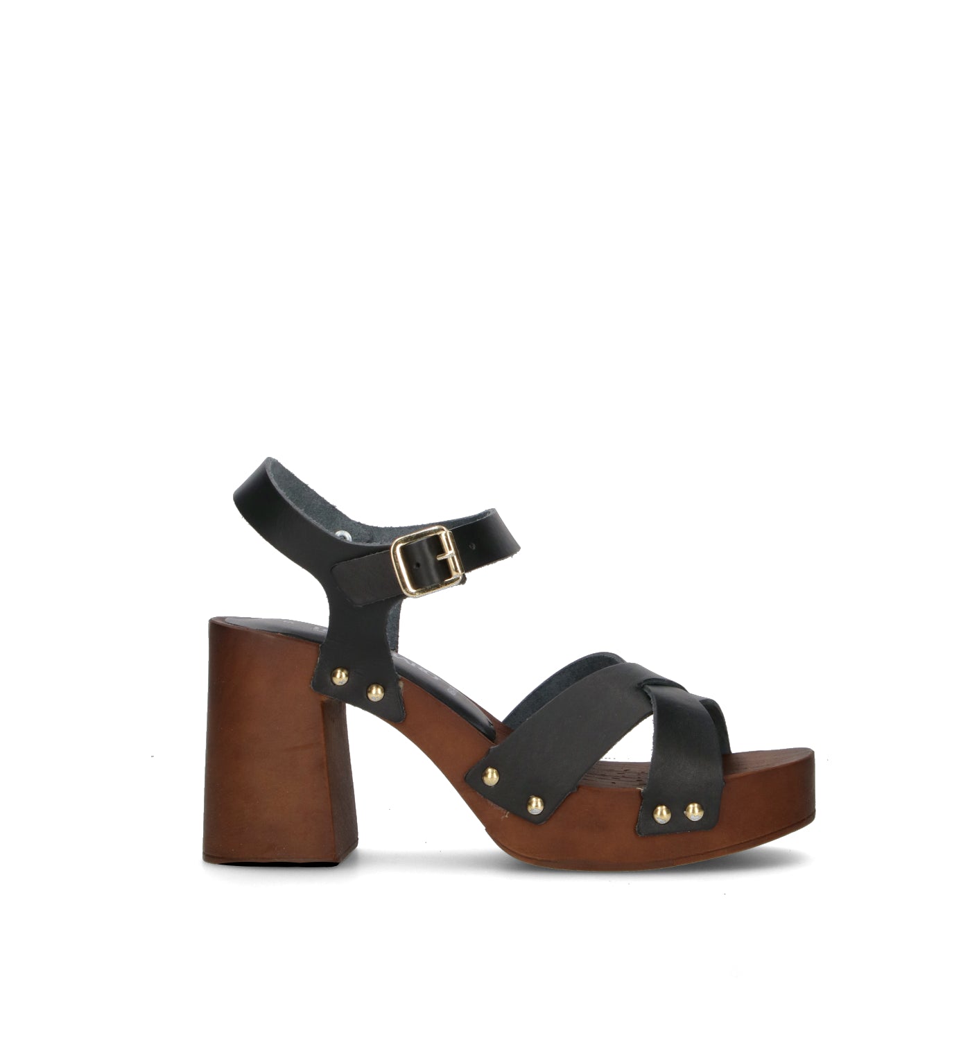 RABARBARO Sandalo donna nero in pelle