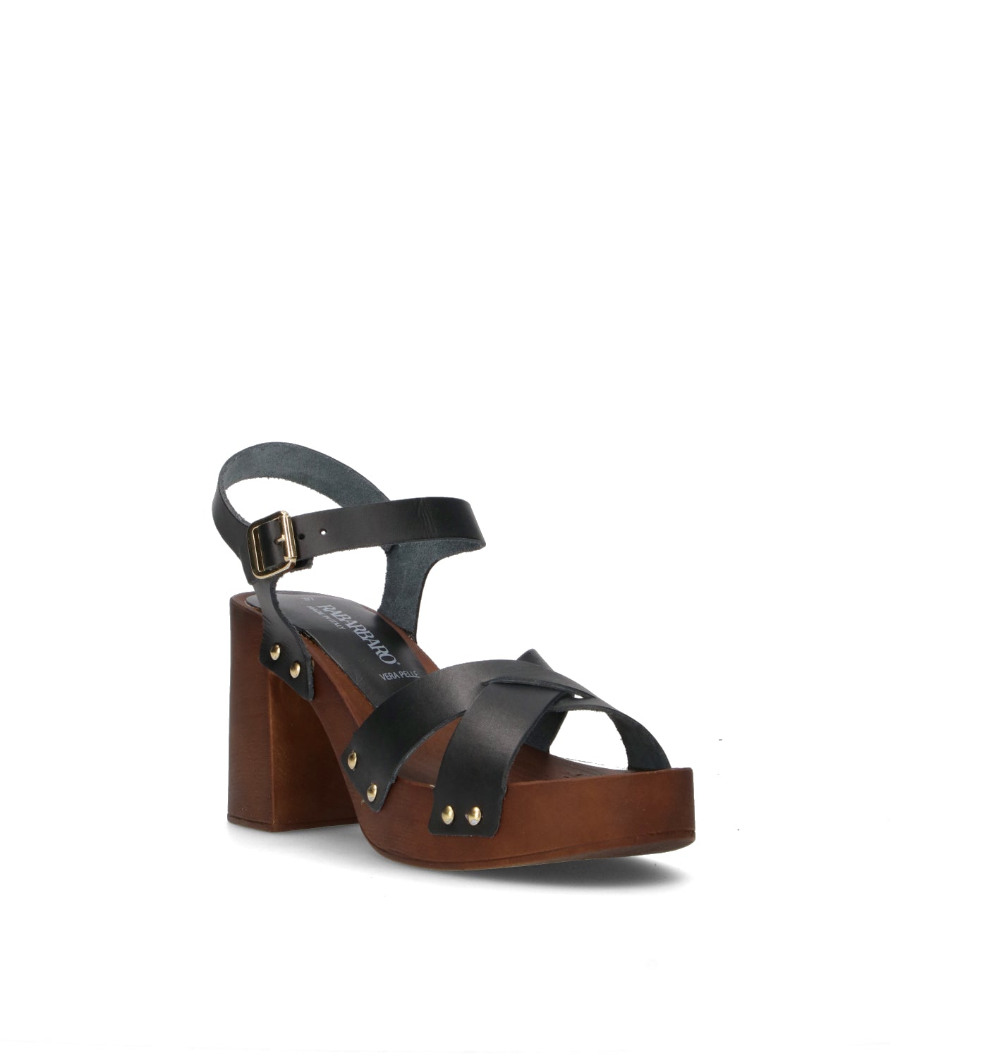 RABARBARO Sandalo donna nero in pelle