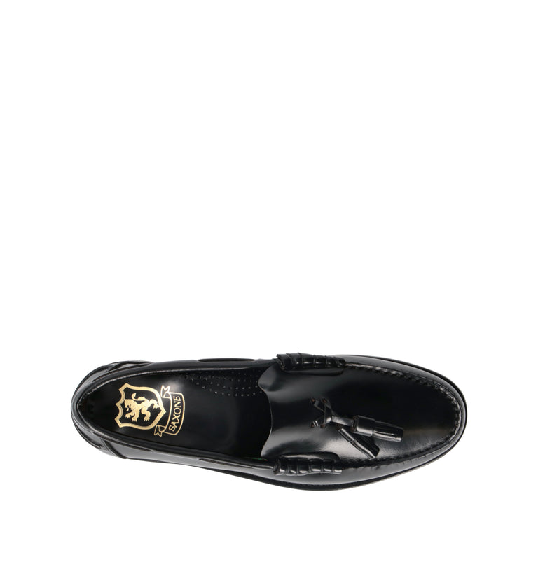 SAXONE Mocassino uomo nero in pelle