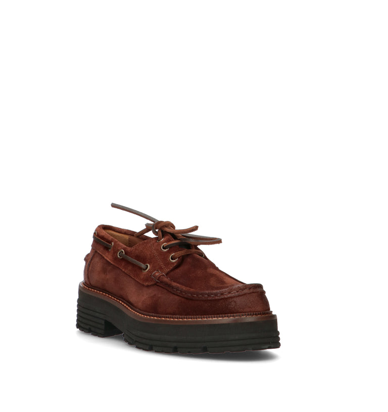 REBECCA VAN DIK Scarpa barca donna marrone in suede