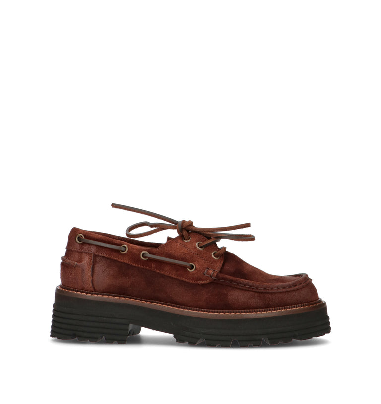 REBECCA VAN DIK Scarpa barca donna marrone in suede