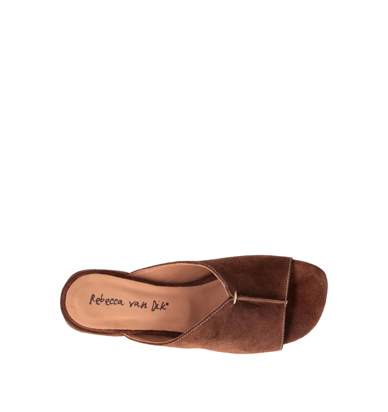 REBECCA VAN DIK Sandalo donna marrone in suede