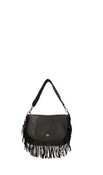 REBECCA VAN DICK Borsa donna nera con frange