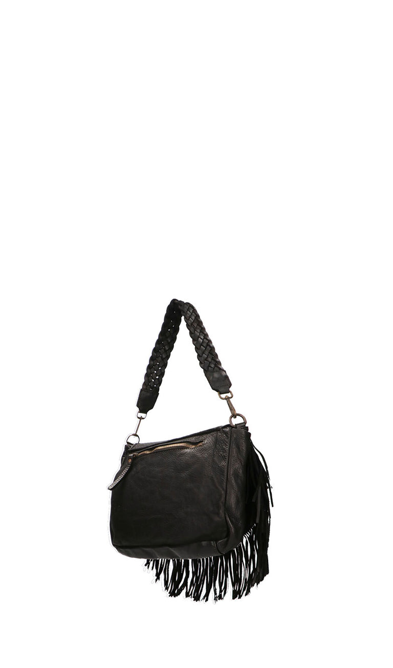 REBECCA VAN DICK Borsa donna nera con frange