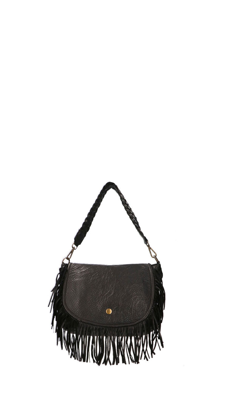 REBECCA VAN DICK Borsa donna nera con frange