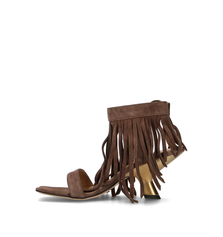 REBECCA VAN DIK Sandalo donna testa di moro in suede