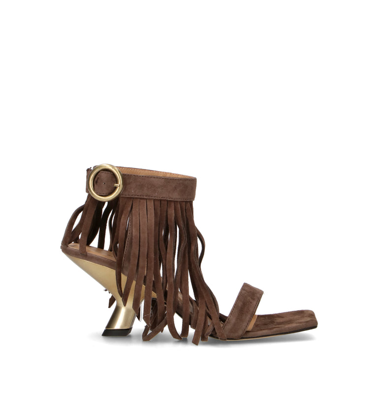 REBECCA VAN DIK Sandalo donna testa di moro in suede