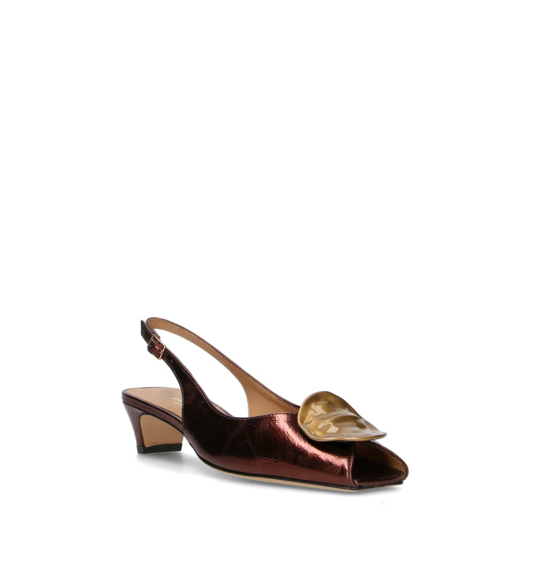 REBECCA VAN DIK Slingback donna bronzo in pelle