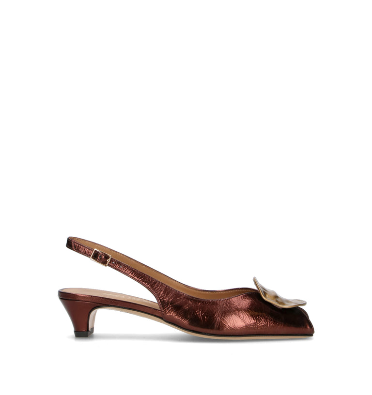 REBECCA VAN DIK Slingback donna bronzo in pelle