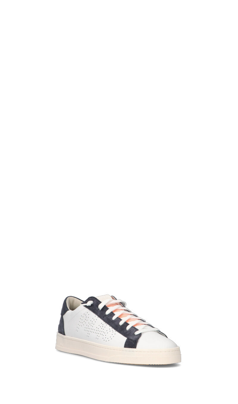 P448 Sneaker uomo bianca/blu in pelle