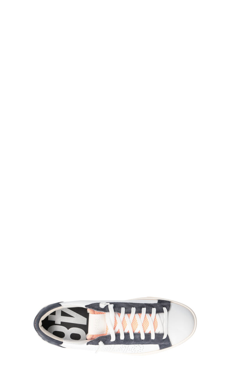 P448 Sneaker uomo bianca/blu in pelle