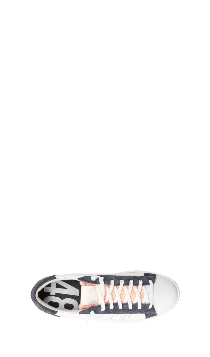 P448 Sneaker uomo bianca/blu in pelle