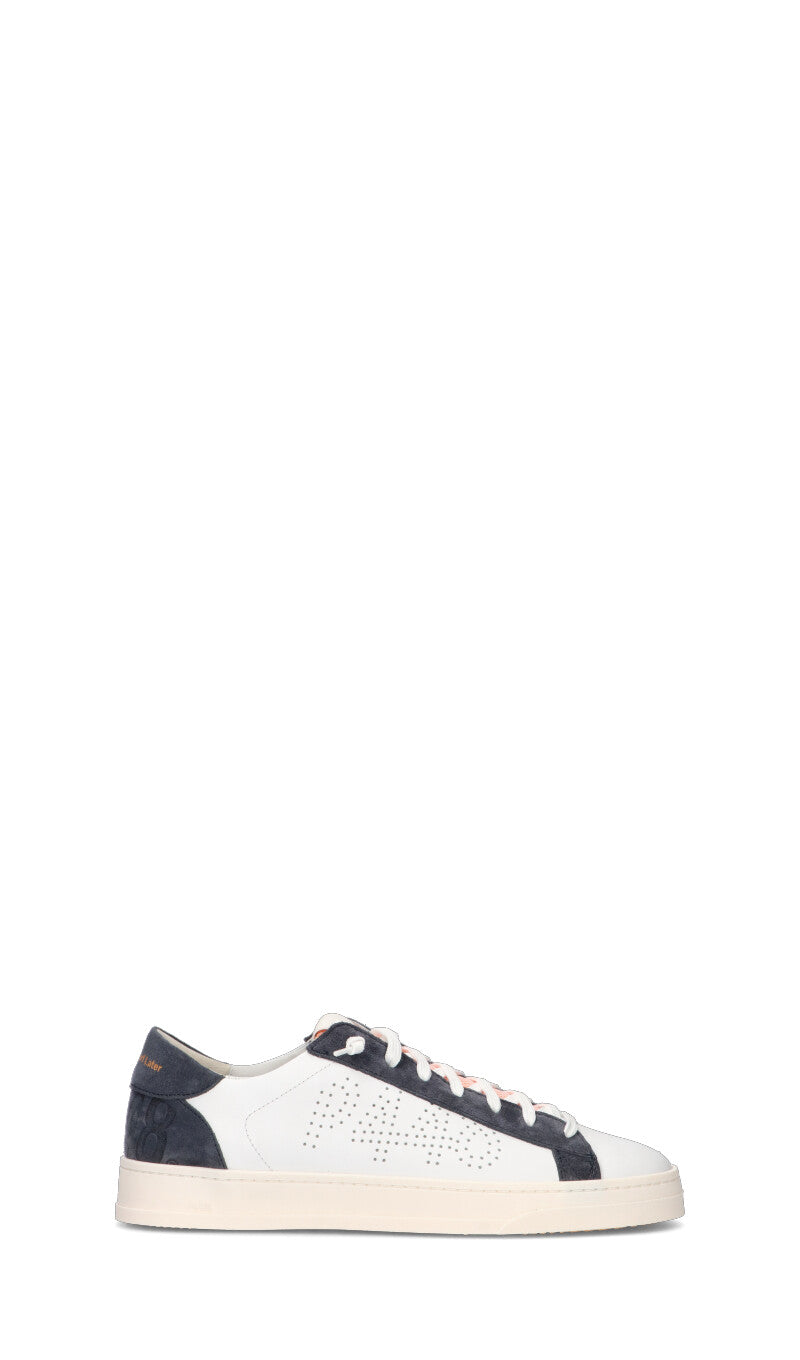 P448 Sneaker uomo bianca/blu in pelle