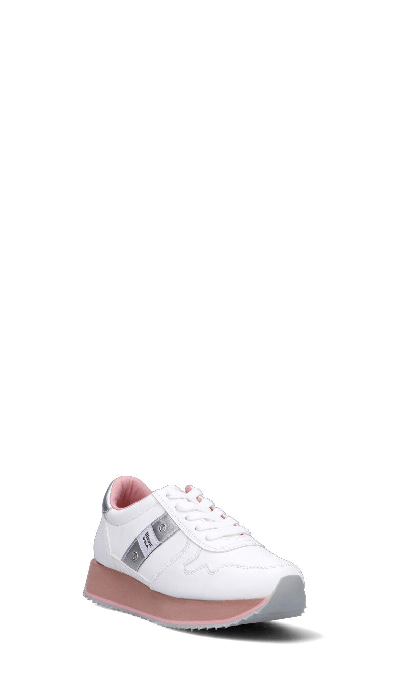 BLAUER Sneaker bimba bianca/rosa/argento in suede