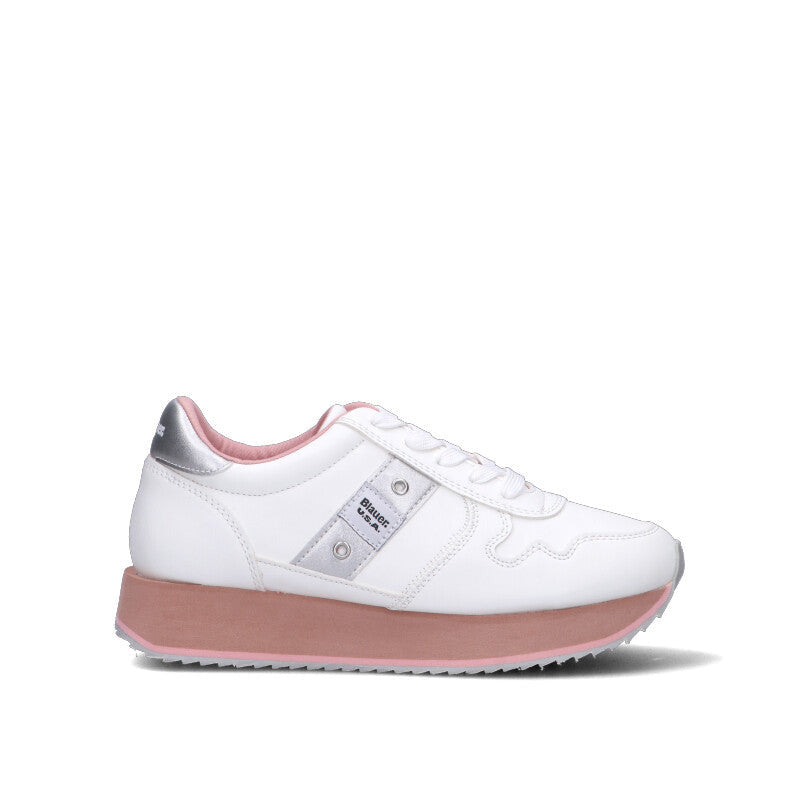 BLAUER Sneaker bimba bianca/rosa/argento in suede