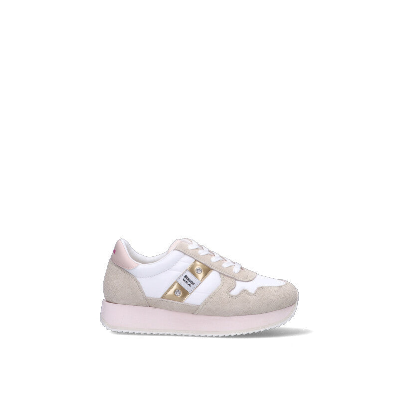 BLAUER Sneaker bimba bianca/beige/rosa/oro in suede