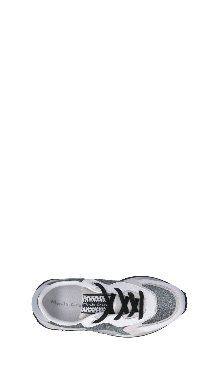 MANILA GRACE Sneaker donna bianca/argento in pelle